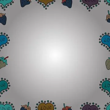 Vector. Seamless. Quadratic frames doodles. Picture in black, blue and white col 스톡 일러스트