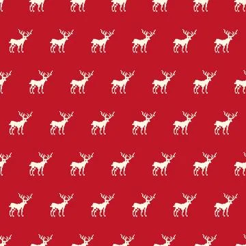 Vector seamless red christmas deer pattern. Festive repeatable xmas textile or Иллюстрация