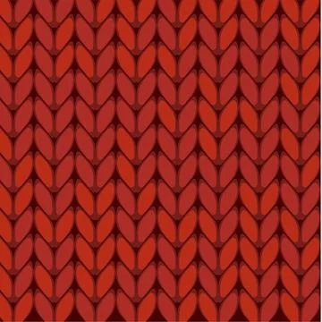 Vector seamless red knitted background, editable pattern Stock Illustration