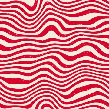 Vector Seamless Red White Wavy Distorted Lines Retro Pattern 스톡 일러스트