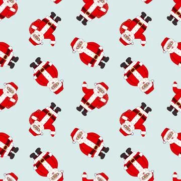 Vector seamless repeat pattern of cartoon outline Santa Clauses with and without 스톡 일러스트
