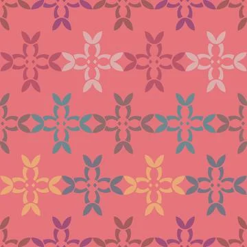 Vector seamless repeat pattern with curved geometric shapes in muted multicol Stock Illustration