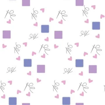 Vector seamless repeat pattern with different sewing accessories, 스톡 일러스트