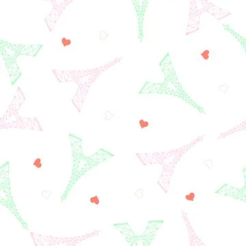 Vector seamless repeat pattern with Eiffel Tower Stock Illustration