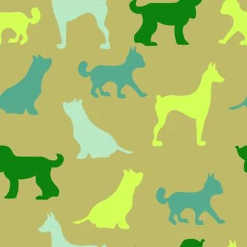 Vector seamless repeating childish pattern with cute dogs, cats in Scandinavian Stock Illustration