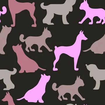 Vector seamless repeating childish pattern with cute dogs, cats in Scandinavian Stock Illustration