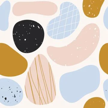 Vector Seamless repeating pattern of organic shapes pastel colors. Cute notepad Stock Illustration