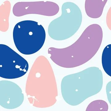 Vector Seamless repeating pattern of organic shapes pastel colors. Cute magazine Stock Illustration