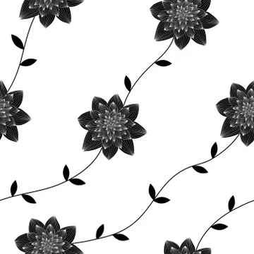 Vector seamless, repeating texture patterns with flowers and leaves Stock Illustration