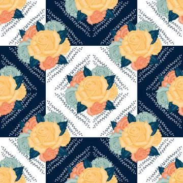 Vector seamless retro flowers pattern Stock Illustration