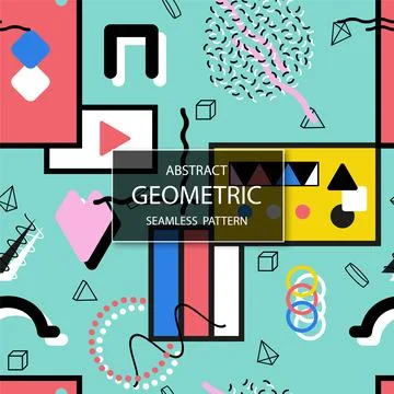 Vector seamless retro pattern with geometric shapes. Abstract trendy fun Stock Illustration