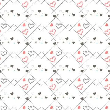 Vector seamless retro pattern, polka dot with hearts. Can be used for wallp.. 스톡 일러스트