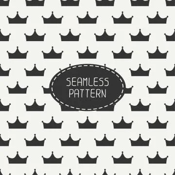 Vector seamless retro pattern with vintage hipster crown. For wallpaper, pattern Stock Illustration