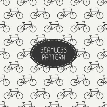 Vector seamless retro pattern with vintage hipster bicycle. For wallpaper, Stock Illustration