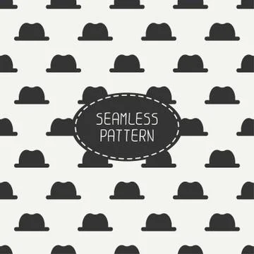 Vector seamless retro pattern, with  vintage hipster gentleman hat. For Stock Illustration