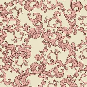 Vector seamless romantic background with vintage floral ornament Stock Illustration