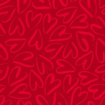 Vector seamless romantic pattern with hand drawn doodle red hearts. Illustrazione stock
