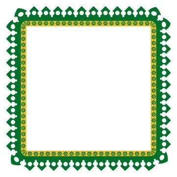 Vector Seamless Rounded Corner Square Decoration Traditional House of Betawi, Stock Illustration