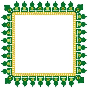 Vector Seamless Rounded Corner Square Decoration Traditional House of Betawi, Stock Illustration