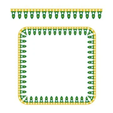 Vector Seamless Rounded Corner Square Decoration Traditional House of Betawi, Stock Illustration