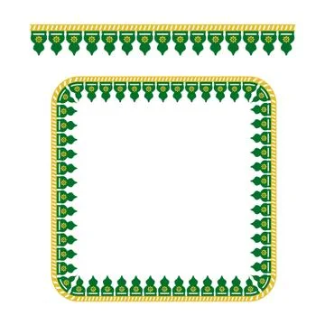 Vector Seamless Rounded Corner Square Decoration Traditional House of Betawi, Stock Illustration