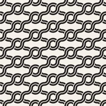 Vector seamless rounded interlacing lines pattern. Modern stylish abstract Stock Illustration
