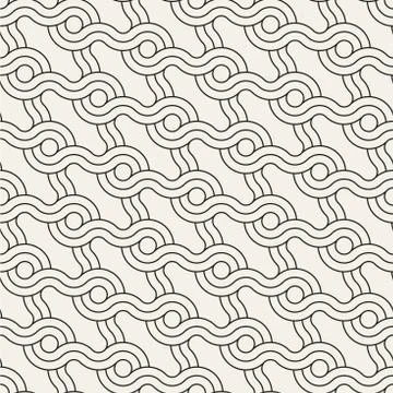 Vector seamless rounded interlacing lines pattern. Modern stylish abstract Illustrazione stock
