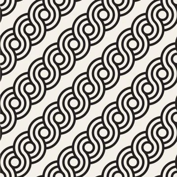 Vector seamless rounded interlacing lines pattern. Modern stylish abstract Stock Illustration