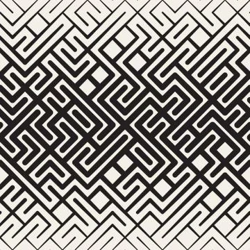 Vector Seamless Rounded Line Maze Irregular Pattern Halftone Gradient Stockillustratie