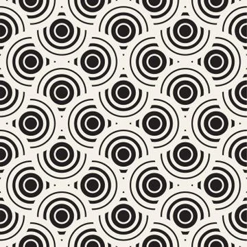 Vector Seamless Rounded Lines Pattern. Abstract Geometric Background Design.  Stock Illustration