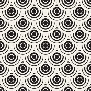 Vector Seamless Rounded Lines Pattern. Abstract Geometric Background Design.  Stock Illustration