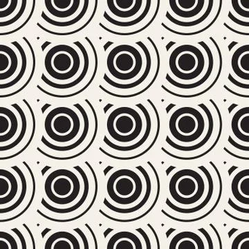 Vector Seamless Rounded Lines Pattern. Abstract Geometric Background Design.  Stock Illustration