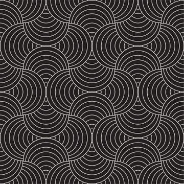 Vector Seamless Rounded Lines Pattern. Abstract Geometric Background Design.  스톡 일러스트