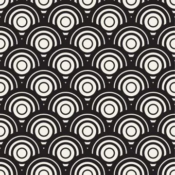 Vector Seamless Rounded Lines Pattern. Abstract Geometric Background Design.  Stock Illustration