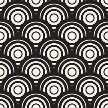 Vector Seamless Rounded Lines Pattern. Abstract Geometric Background Design.  Stock Illustration