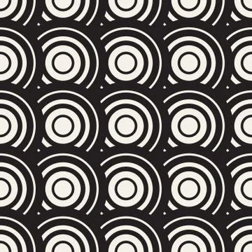 Vector Seamless Rounded Lines Pattern. Abstract Geometric Background Design.  Stock Illustration