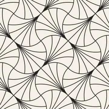 Vector Seamless Rounded Lines Pattern. Abstract Geometric Background Design.  Stock Illustration
