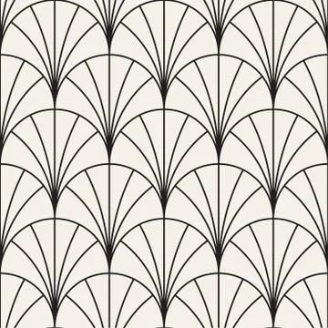 Vector Seamless Rounded Lines Pattern. Abstract Geometric Background Design.  Stock Illustration