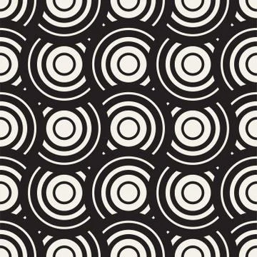 Vector Seamless Rounded Lines Pattern. Abstract Geometric Background Design.  Stock Illustration