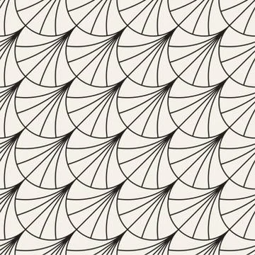 Vector Seamless Rounded Lines Pattern. Abstract Geometric Background Design.  Stock Illustration