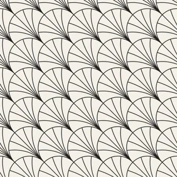 Vector Seamless Rounded Lines Pattern. Abstract Geometric Background Design.  Stock Illustration