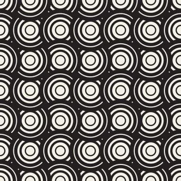 Vector Seamless Rounded Lines Pattern. Abstract Geometric Background Design.  Stock Illustration