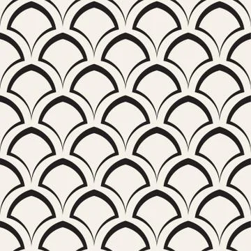Vector Seamless Rounded Lines Pattern. Abstract Geometric Background Design.  Stock Illustration