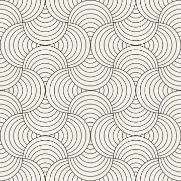 Vector Seamless Rounded Lines Pattern. Abstract Geometric Background Design.  스톡 일러스트