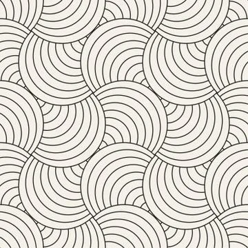 Vector Seamless Rounded Lines Pattern. Abstract Geometric Background Design.  Stock Illustration