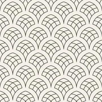 Vector Seamless Rounded Lines Pattern. Abstract Geometric Background Design.  스톡 일러스트