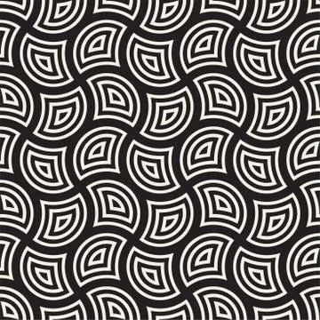Vector Seamless Rounded Lines Pattern. Abstract Geometric Background Design.  Stock Illustration