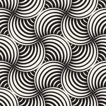Vector Seamless Rounded Lines Pattern. Abstract Geometric Background Design.  Stock Illustration