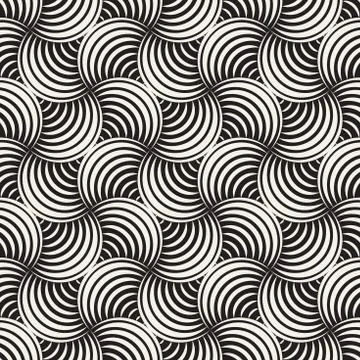 Vector Seamless Rounded Lines Pattern. Abstract Geometric Background Design.  Stock Illustration