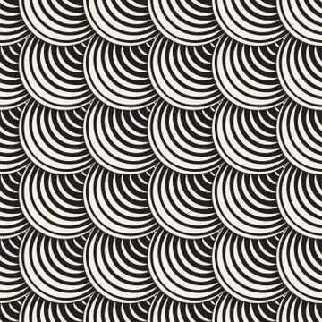 Vector Seamless Rounded Lines Pattern. Abstract Geometric Background Design.  Stock Illustration